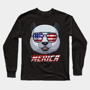 Panda Bear 4th of July Merica Long Sleeve T-Shirt